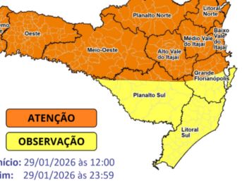 Defesa Civil alerta para temporais intensos em Santa Catarina nesta quinta-feira