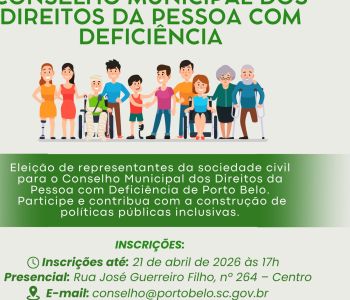 Porto Belo abre edital para eleição de representantes da sociedade civil no Conselho da Pessoa com Deficiência